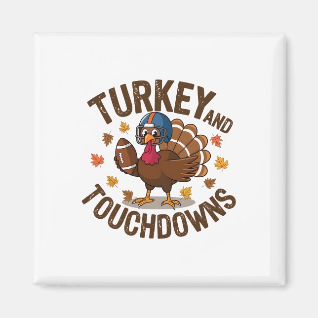Thanksgiving Turkey And Touchdowns Footll Player 4 Magnet (Front)