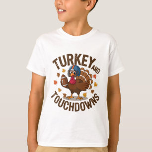 Thanksgiving Turkey And Touchdowns Footll Player 4 T-Shirt