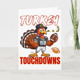 Thanksgiving Turkey And Touchdowns Funny Footll Lo Card