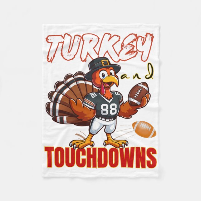Thanksgiving Turkey And Touchdowns Funny Footll Lo Fleece Blanket (Front)