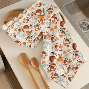 Thanksgiving Turkey Autumn Pattern Tea Towel