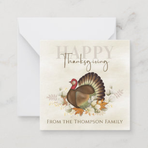Thanksgiving Turkey Bird Greenery Leaves Foliage Card