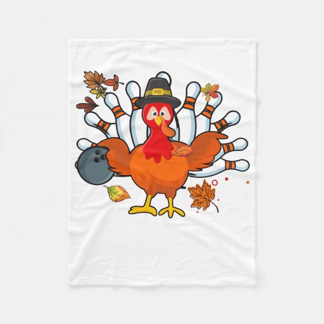 Thanksgiving Turkey Bowling Ball Fleece Blanket (Front)