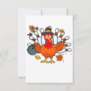 Thanksgiving Turkey Bowling Ball Thank You Card