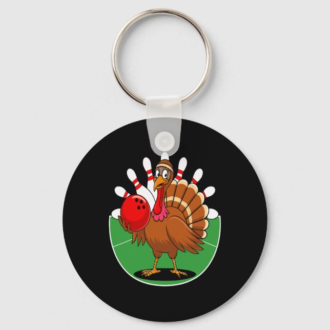 Thanksgiving Turkey Bowling Pin Matching Team 2  Key Ring (Front)