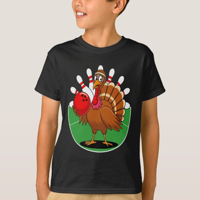 Thanksgiving Turkey Bowling Pin Matching Team 2  T-Shirt (Front)