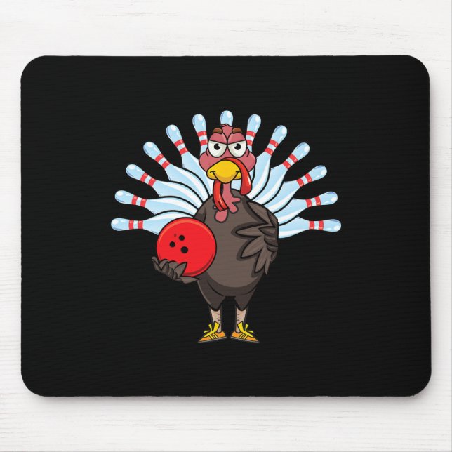 Thanksgiving Turkey Bowling Pin Matching Team Gift Mouse Pad (Front)