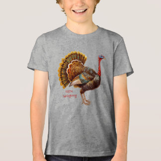 Thanksgiving Turkey Boys T-Shirt Tri-Blend Shirt