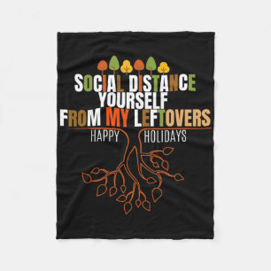 Thanksgiving Turkey Cat Meow Funny Men Women Thank Fleece Blanket