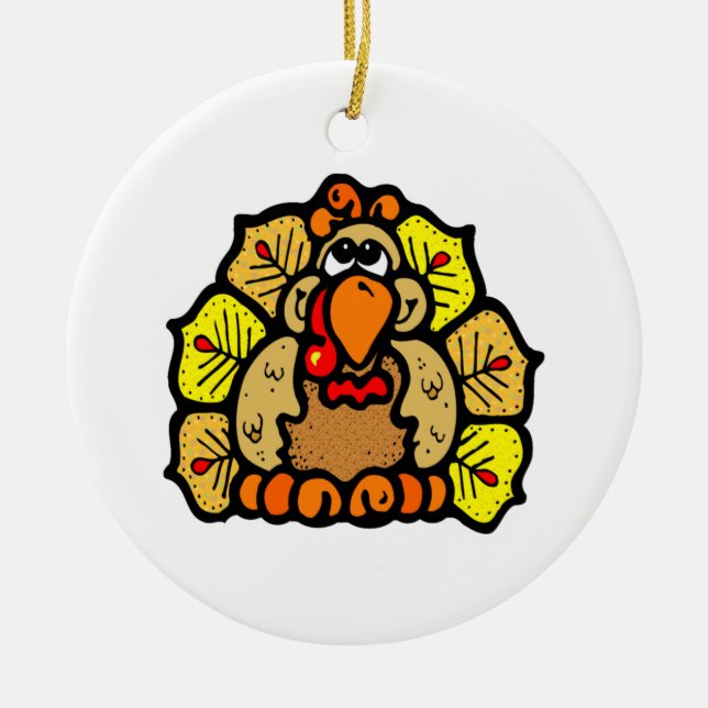 Thanksgiving Turkey Ceramic Tree Decoration (Front)