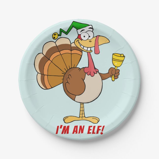 Thanksgiving Turkey Christmas Disguise Cartoon Paper Plate (Front)