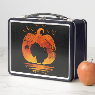 THANKSGIVING TURKEY COSTUME PUMPKIN FALL SEASON METAL LUNCH BOX