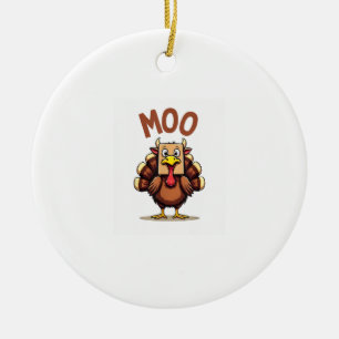 Thanksgiving Turkey cow moo Funny Men Women Thanks Ceramic Tree Decoration