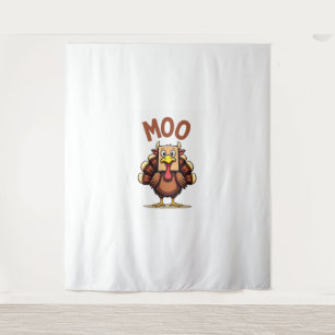 Thanksgiving Turkey cow moo Funny Men Women Thanks Tapestry