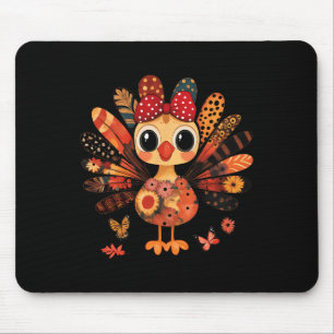 Thanksgiving Turkey Cute Coquette Bow Girl Kid Wom Mouse Pad