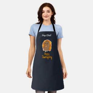 Thanksgiving Turkey_Cute Customizable Grey Apron