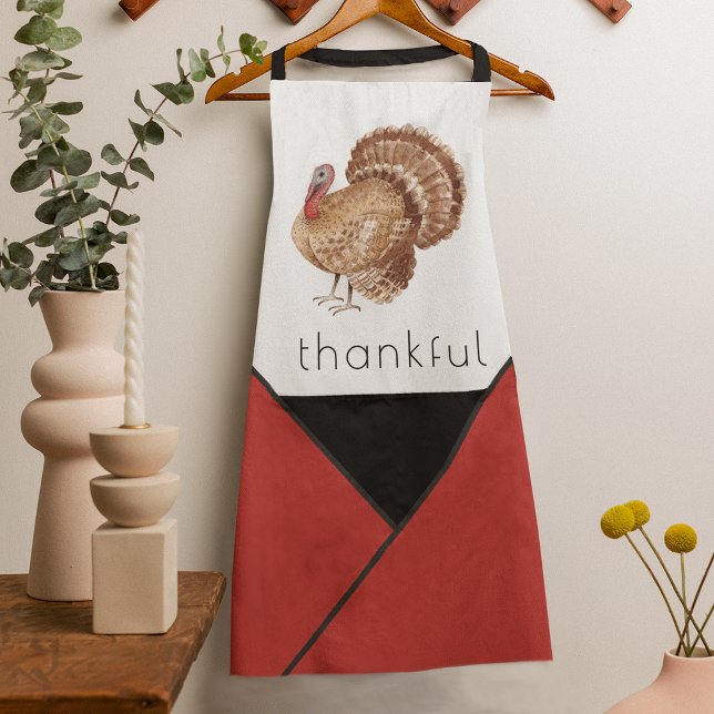 Thanksgiving Turkey Cute Geometric Colour Block Apron (Creator Uploaded)