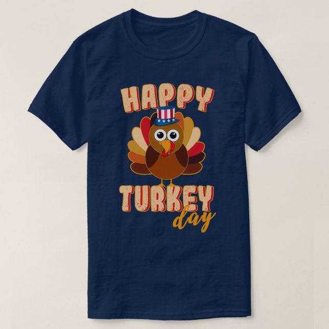 Thanksgiving Turkey Day Funny Thanksgiving Kids Ha T-Shirt (Design Front)