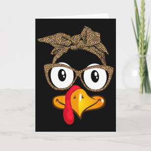 Thanksgiving Turkey Day Leopard Sungles Women Girl Card