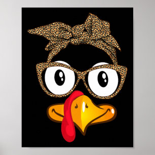 Thanksgiving Turkey Day Leopard Sungles Women Girl Poster