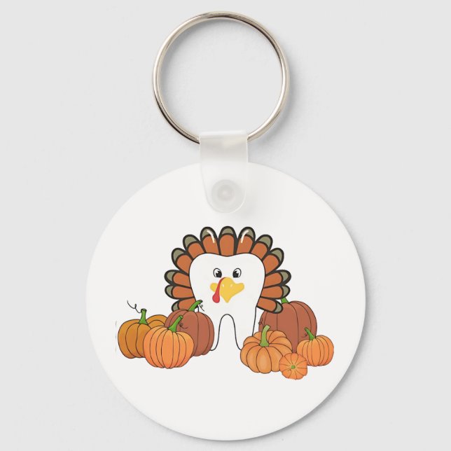 Thanksgiving Turkey Dental Dentist Teeth  Key Ring (Front)