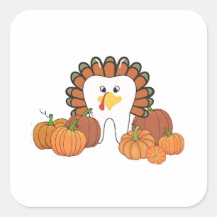 Thanksgiving Turkey Dental Dentist Teeth  Square Sticker