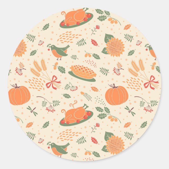 Thanksgiving Turkey Dinner Classic Round Sticker (Front)