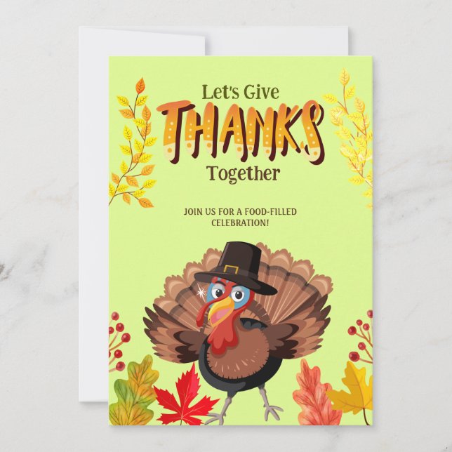 Thanksgiving Turkey Dinner Feast Invitation (Front)