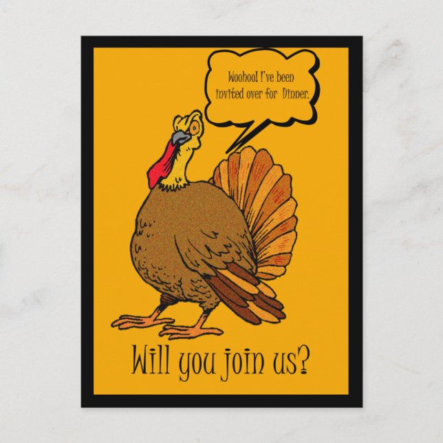 Thanksgiving Turkey Dinner Invitation Postcard (Front)