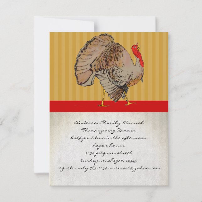Thanksgiving Turkey Dinner Party Invitations (Front)