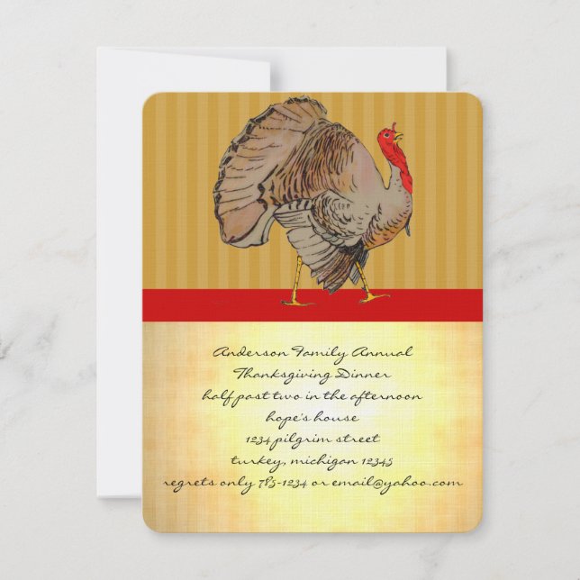 Thanksgiving Turkey Dinner Party Invitations (Front)