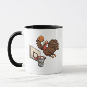 Thanksgiving Turkey Dunking Basketball Funny Mug