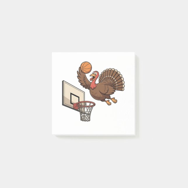 Thanksgiving Turkey Dunking Basketball Funny Post-it Notes (Front)