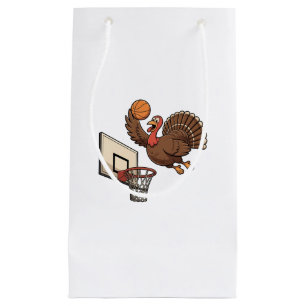 Thanksgiving Turkey Dunking Basketball Funny Small Gift Bag