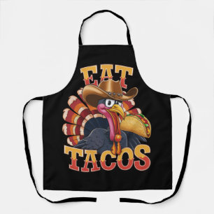 Thanksgiving Turkey Eat Tacos Funny Mexican Apron