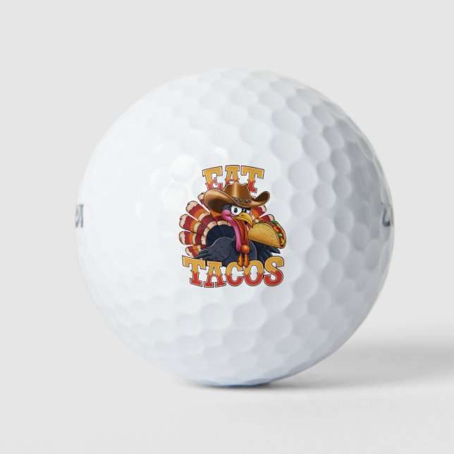 Thanksgiving Turkey Eat Tacos  Funny Mexican  Golf Balls (Front)