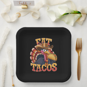 Thanksgiving Turkey Eat Tacos  Funny Mexican  Paper Plate