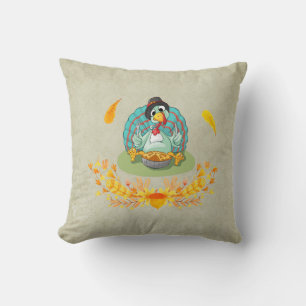 Thanksgiving Turkey Eating Pumpkin Pie Cushion
