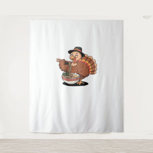 thanksgiving turkey eats ramen Oversized T-Shirt Tapestry