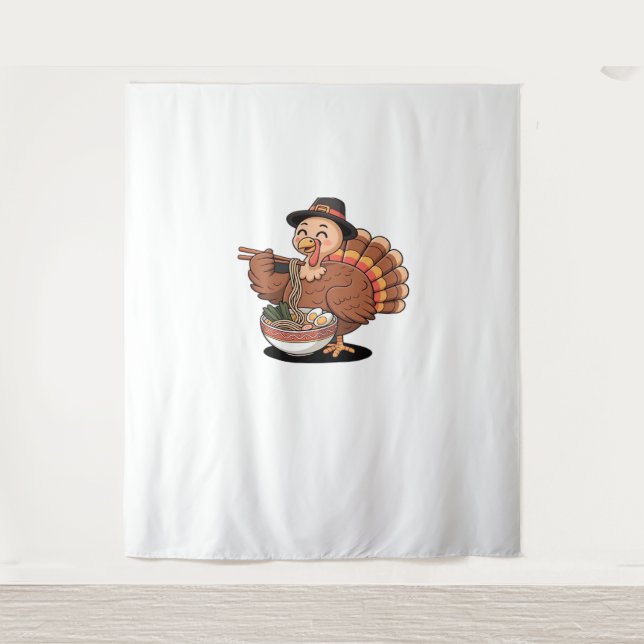thanksgiving turkey eats ramen Oversized T-Shirt Tapestry (Front)