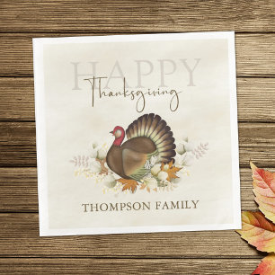 Thanksgiving Turkey Elegant Greenery Foliage Napkin