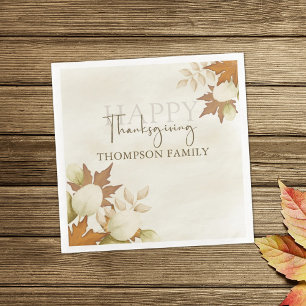 Thanksgiving Turkey Elegant Greenery Foliage Napkin