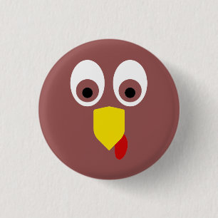 Thanksgiving Turkey Face 3 Cm Round Badge