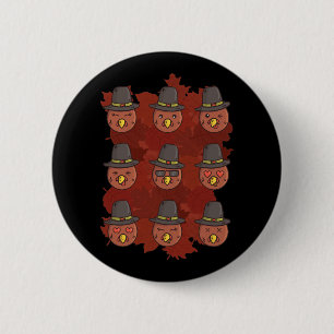 Thanksgiving Turkey Face Emoji Gift 6 Cm Round Badge