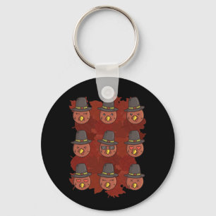 Thanksgiving Turkey Face Emoji Gift Key Ring