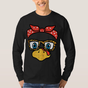 Thanksgiving Turkey Face Eyeglasses Mum Women Girl T-Shirt