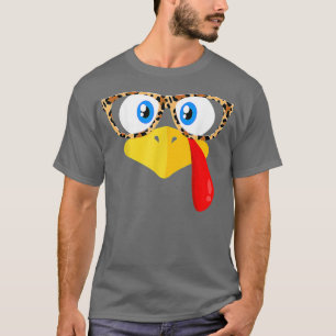 Thanksgiving Turkey Face Leopard Print Glasses Wom T-Shirt