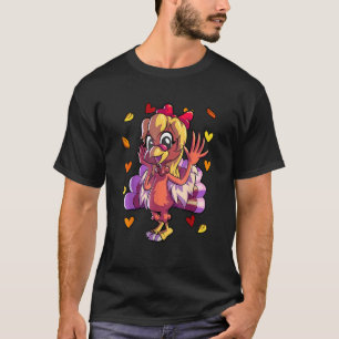 Thanksgiving Turkey Face Red Bow Girls Thanksgivin T-Shirt
