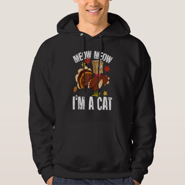 Thanksgiving  Turkey Fake Cat for Men Women Hoodie (Front)