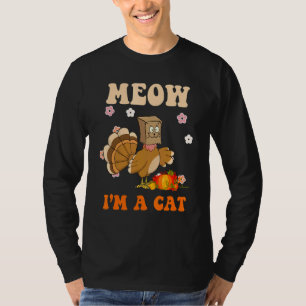 Thanksgiving Turkey Fake Cat Retro Groovy Women Me T-Shirt